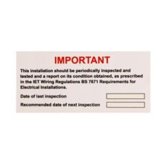 Warning Periodic Inspection Rigid Self Adhesive PVC 130x60mm Pack=5