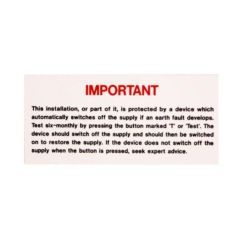 Warning RCD Test Rigid Self Adhesive PVC 130x60mm Pack=5