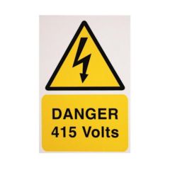 Warning Danger 415V Rigid Self Adhesive PVC 150x225mm Pack=1