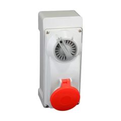 Lewden PM16/3308NFPB 3P+N+E 16A 415V IP44 Switched Interlock Socket Red