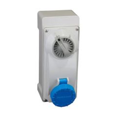 Lewden PM16/3401NFPB 2P+E 16A 240V IP67 Switched Interlock Socket Blue