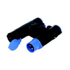 Lewden PM16/A131N IP44 16A 230V Splitter 1xPower Inlet 3xPower Outlets Blue