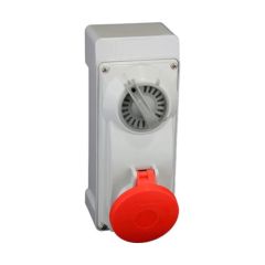 Lewden PM32/3305NFPB 3P+E 32A 415V IP44 Switched Interlock Socket Red