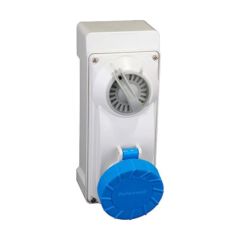 Lewden PM32/3401NFPB 2P+E 32A 240V IP67 Switched Interlock Socket Blue