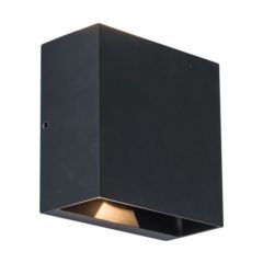 Lutec 5104003012 Gemini Beams IP54 Integrated LED Wall Light Matt Black 400lm 3000K