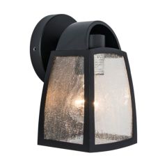 Lutec 5273701012 Kelsey IP44 E27 Wall Light Black With Water Glass
