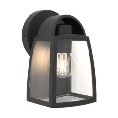 Lutec 5273702012 Kelsey IP44 E27 Wall Light Black With Clear Glass