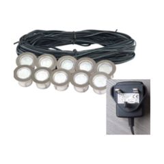 Lutec 6446610001 Twilight IP67 45Mm White Round LED Deck Light Stainless Steel 180lm 4000K