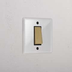 Corston Clear Antique Brass Black 11210 1G Double Pole Rocker Switch