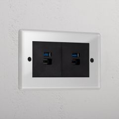Corston Clear Black 11493 2x USB A+C Fast Charge Socket