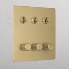 Corston Antique Brass 10294 6G Mixed Switch 3T3D