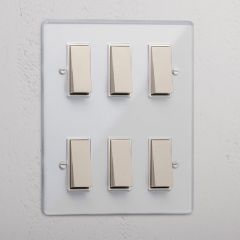 Corston Clear Polished Nickel White 10739 6G Two Way Rocker Switch