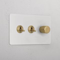 Corston Paintable Antique Brass 12329 3G Mixed Switch 2T1D