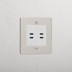 Corston Polished Nickel White 10260 2x USB C+C Socket