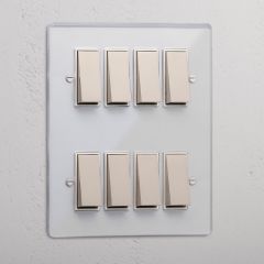 Corston Clear Polished Nickel White 10337 8G Two Way Rocker Switch
