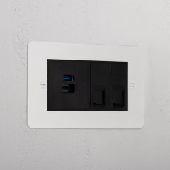 Corston Paintable Black 10544 2x CAT 6 + USB A+C Fast Charge Socket