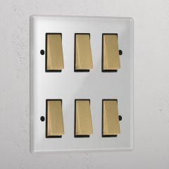 Corston Clear Antique Brass Black 11288 6G Two Way Rocker Switch