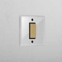 Corston Clear Antique Brass Black 10800 1G Centre Retractive Rocker Switch