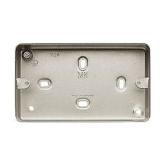 MK K2212ALM Logic Plus w/o Knockouts 2 Gang Surface Box 86x146x41mm Aluminium