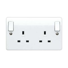 MK K2746WHI Logic Plus Outboard Rocker 2 Gang Switched DP Dual Earth Socket 13A White