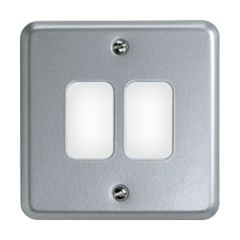 MK K3492ALM Grid Plus Frontplate 1 Gang 2 Module 86x86mm Aluminium