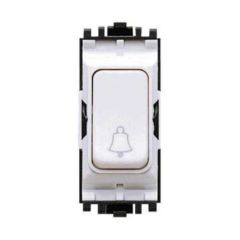MK K4885BWHI Grid Plus Switch 2 Way SP Retractive Marked Bell Symbol 10A White