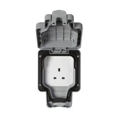 MK K56480GRY Masterseal Plus Socket 1 Gang Unswitched IP66 13A Grey