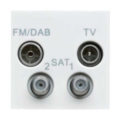 MK K5854DABWHI Socket 2 Module TV/FM/DAB/SATx2 Quadplexer 50x50mm White
