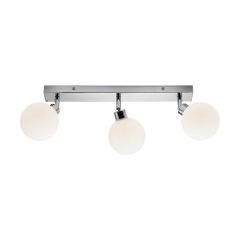 Knightsbridge BA01B3C Triple G9 Bar Spotlight IP44 Polished Chrome c/w Opal Glass Orbs