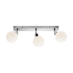 Knightsbridge Triple G9 Bar Spotlight IP44 Polished Chrome c/w Opal Glass Orbs