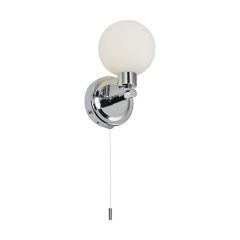 Knightsbridge BA01S1C Single G9 Wall Spotlight IP44 Chrome c/w Opal Glass Orbs