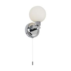 Knightsbridge Single G9 Wall Spotlight IP44 Chrome c/w Opal Glass Orbs