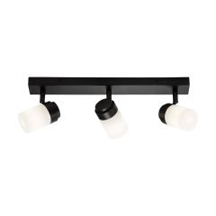 Knightsbridge BA02B3MB Triple G9 Bar Spotlight IP44 Matt Black c/w Cylinder Frosted Glass