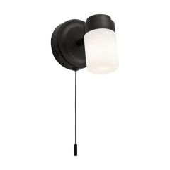 Knightsbridge BA02S1MB Single G9 Wall Spotlight IP44 Matt Black c/w Cylinder Frosted Glass
