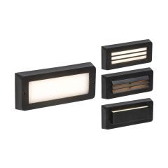 Knightsbridge BL5BK 5W Surface LED Bricklight CCT 3/4K Black c/w Grill, Louvre, Shade Cover