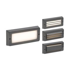 Knightsbridge BL5G 5W Surface LED Bricklight CCT 3/4K Grey c/w Grill, Louvre, Shade Cover