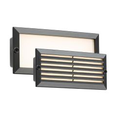 Knightsbridge BLED5BW 5W Recessed LED Bricklight White LED IP54 Black c/w Plain & Louvre Cover