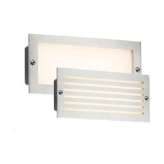 Knightsbridge BLED5SW 5W Recessed LED Bricklight White LED IP54 Brushed Steel c/w Plain & Louvre Cover