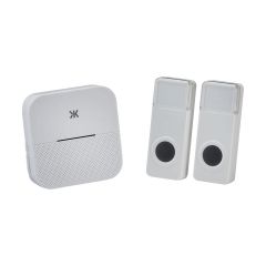 Knightsbridge DC014 Wireless Plug-In Door Chime White (Mains Powered) c/w 2x Bell Push