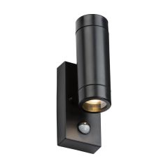 Knightsbridge EAPIR2BK Eamon GU10 Up/Down Wall Light IP54 Black c/w PIR Sensor