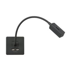 Knightsbridge SFRLAT 2W LED Reading Screwless Light Anthracite c/w Dual USB A+A