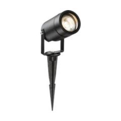 Knightsbridge SPIKEGUBK GU10 Garden Wall/Spike Light IP65 Black c/w Spike/Wall Bracket
