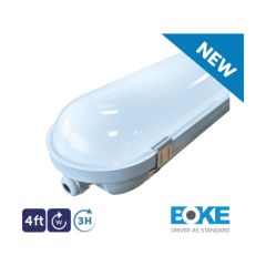 NET LED NET-43-12-04 Hilton Luminaire Linear LED NCF 5500K Emergency Self-Test 32W/40W 4ft 1200x125x88mm Grey Polycarbonate