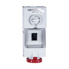 Niglon 17771 Schyller Wall Interlocking Switched 3P+E+N Socket IP44 32A 415V Red