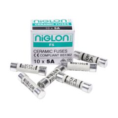 Niglon F5 BS1362 Miniature Ceramic Cartridge Fuse 5A 25.4x6.3mm