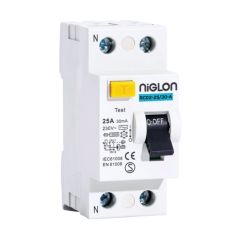Niglon RCD2-25/30-A 1P+N 2 Module Type A RCD 25A 30mA 10kA 230V