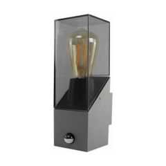 Ovia AVORI 15W Max. E27 Boxed Wall Fitting With Clear Lens & PIR - Grey