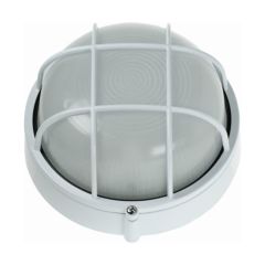 OVIA Barra Bulkhead E27 Round c/w Guard IP54 60W 180x100mm White