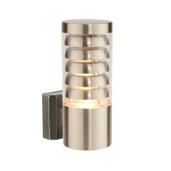 Saxby 13921 Tango E27 Wall Lantern IP44 Brushed Stainless Steel/Clear PC 