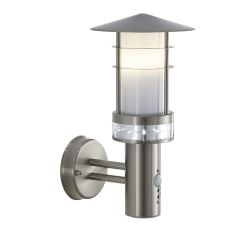 Saxby 13924 Pagoda E27 Wall Lantern IP44 PIR Sensor Brushed Stainless Steel/Frosted PC